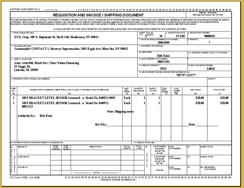  1149. DD1149 for Inventory Software, Page 1. 2. 1149 continuation