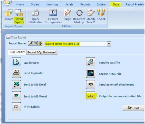 Exporting Data to a spreadsheet