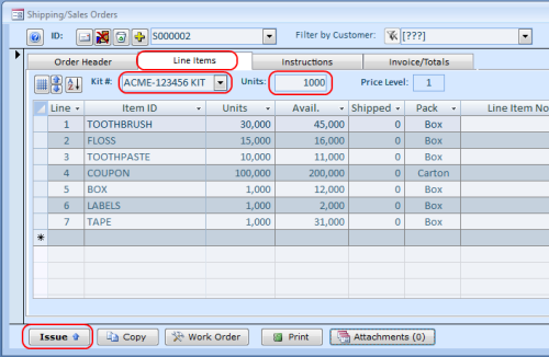 Adding Kit Components to Shipping Order