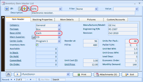 Creating nuovo inventario item