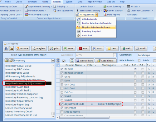 Inventory Nagative Adjustment Log