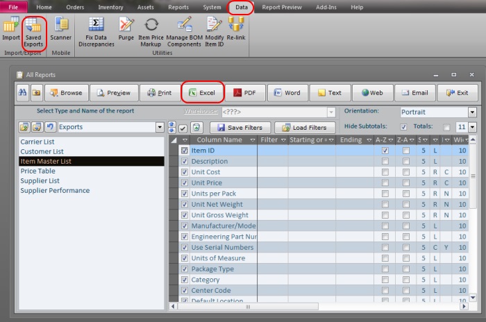 Exporting datos a un spreadsheet