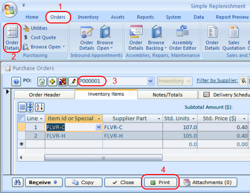 Purchase Order detail screen