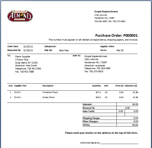 Purchase Order form