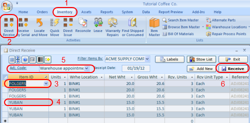 Receiving Coffee Inventory