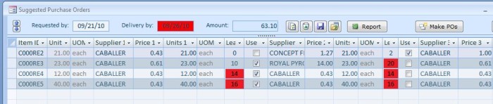 Inventory Software - Kauf Empfohlene Orders