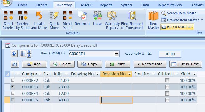 Inventory Software -Bill of Materials